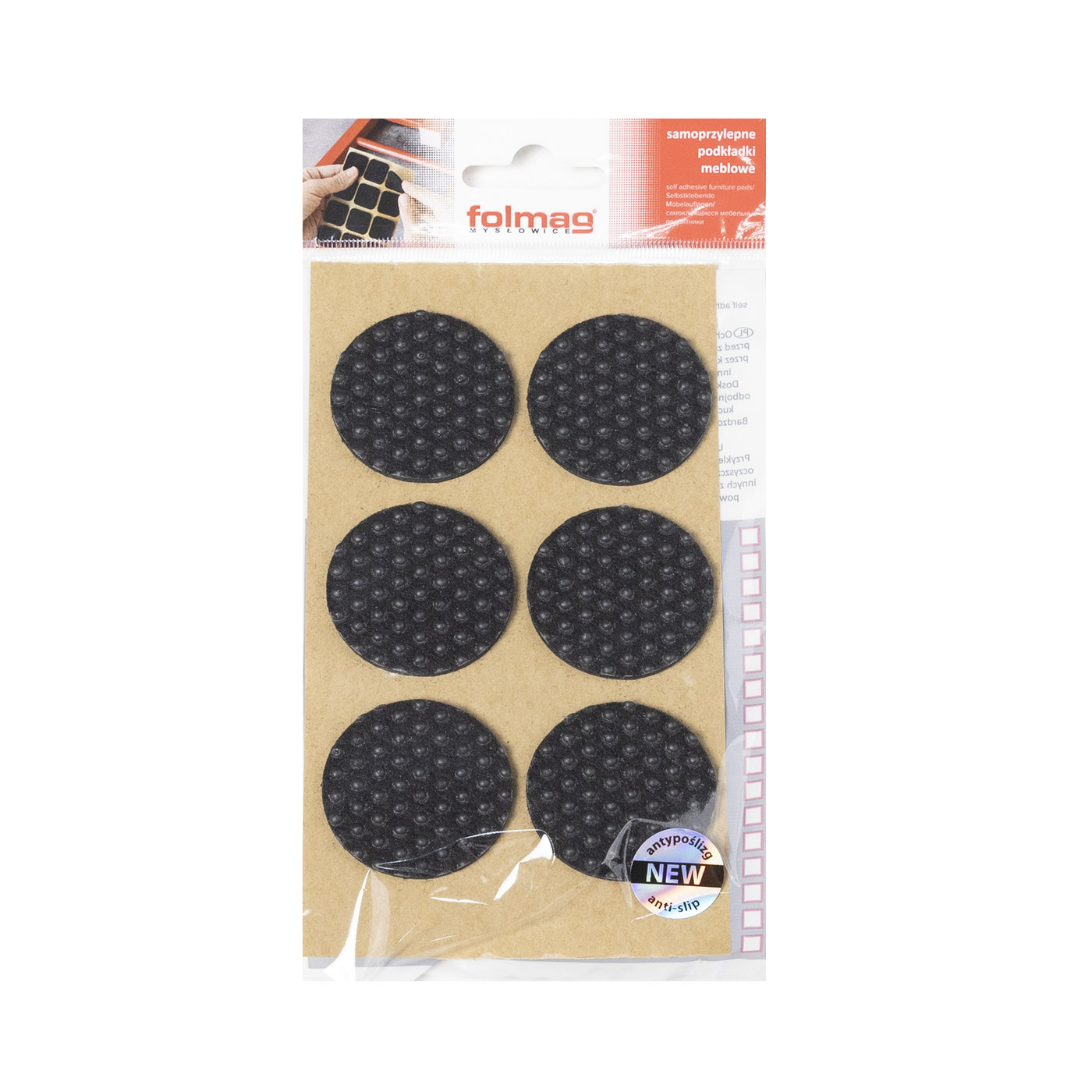 Подкладка самоприлипающая фетровая прорезиненная d40 мм (1 лист - 6 шт.) черная AKS 109735