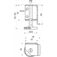 Подпятник М8 угловой с регуляцией, левая AKS  66105