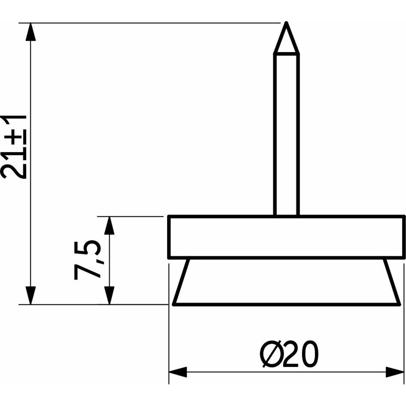 Подпятник с гвоздем и фетром, коричневый (уп100 шт) AKS 79510