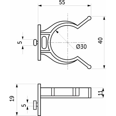 Клипса для цоколя, пластик, черная AKS 45199
