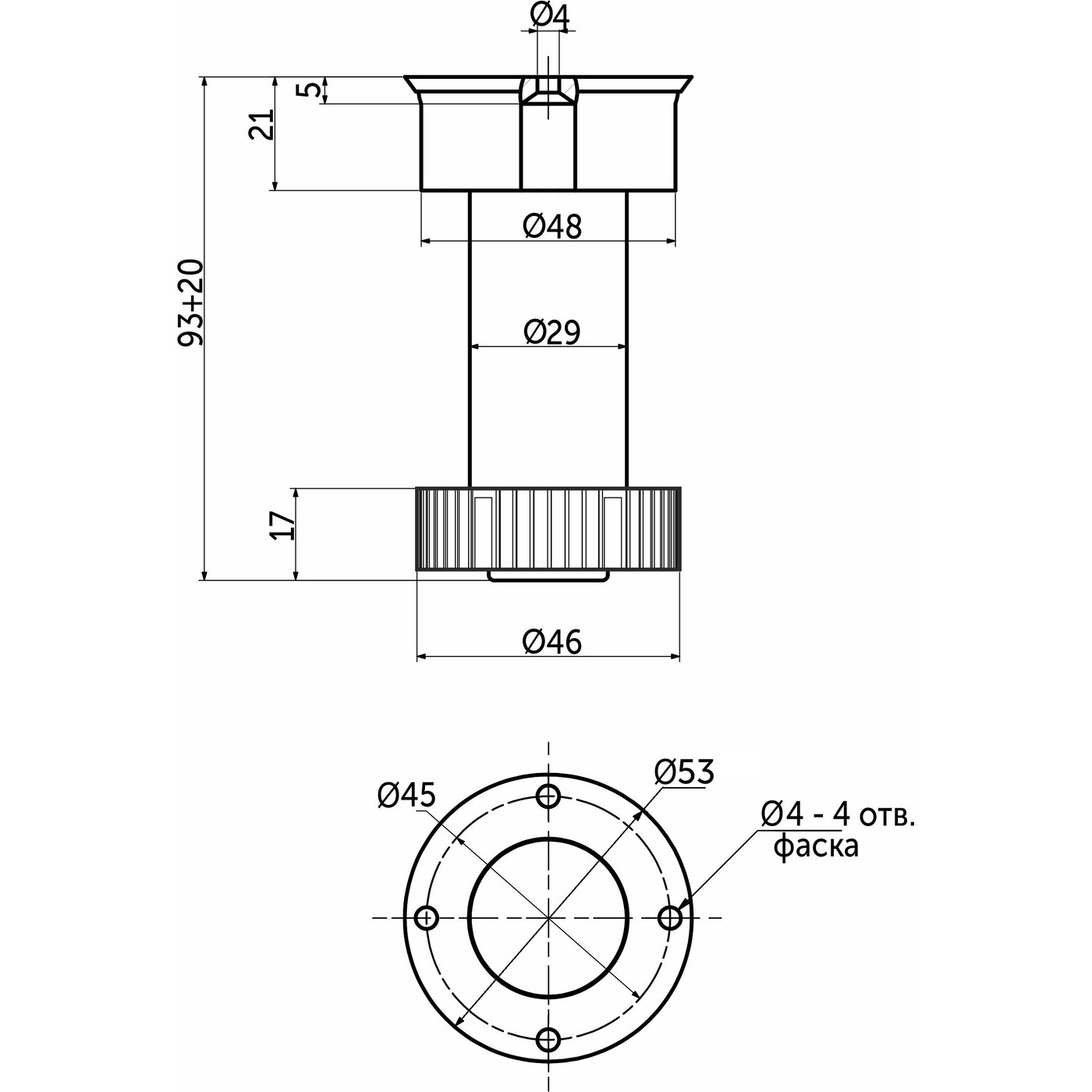 Ножка цокольная НЕ разборная, высота 100 мм. цвет черный (300шт) AKS 86502