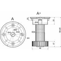 Опора кухонная пласт. h100 белая, трехсоставная (1уп250шт) AKS 69055