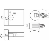 Полкодержатель d20 со штоком-евровинтом 6*10, коричневый (1уп4 шт)  AKS 105052