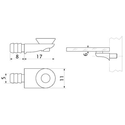 Полкодержатель для стекла мет. L-003B хром (1уп.20шт) AKS 48862