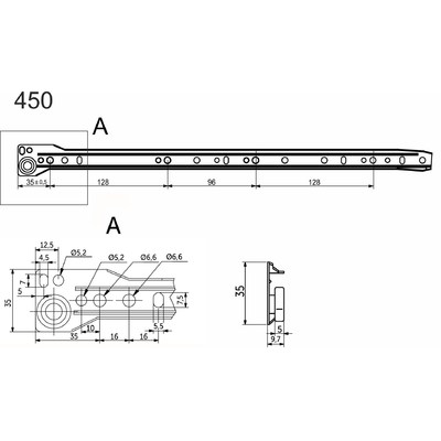 Направляющая роликовая L-450, 0,8мм, белая AKS 28941 (нов.код 122993)