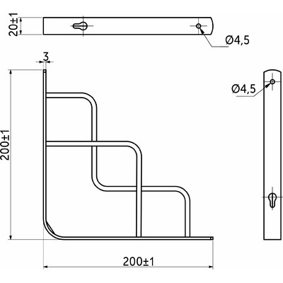 Полкодержатель QUADRO 200*200*20*3, черный AKS  68560