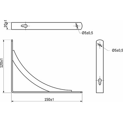 Полкодержатель KOMETA 150*120*20*3, черный AKS  68565