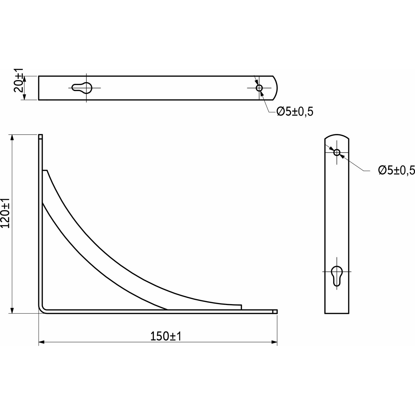 Полкодержатель KOMETA 150*120*20*3, черный AKS  68565