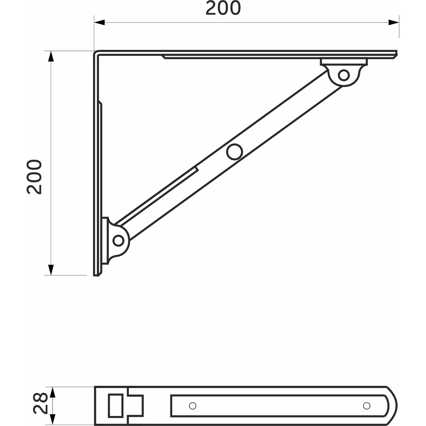 Полкодержатель складной модель 3, белый AKS  73042