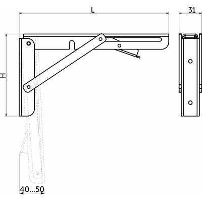 Полкодержатель складной 400 модель 1, белый AKS  69066