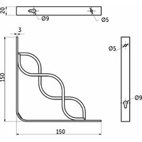 Полкодержатель INFINITY 150*150*20*3, черный AKS  68523