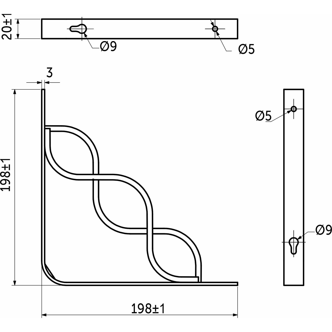 Полкодержатель INFINITY 200*200*20*3, белый AKS  68526