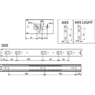 Направляющая шариковая h35 L-500 AKS А 22292