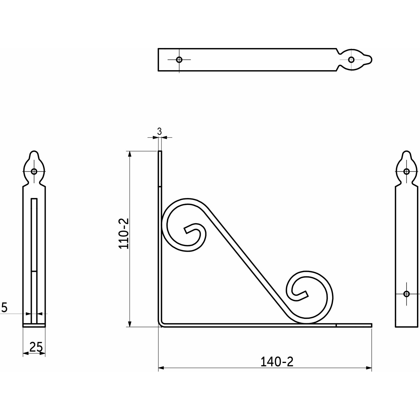 Полкодержатель MELODY 145*110, черный AKS  59120