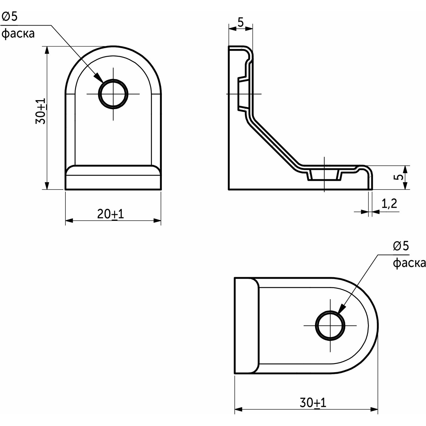 Полкодержатель MONO 30*30*1,2, белый AKS  68533
