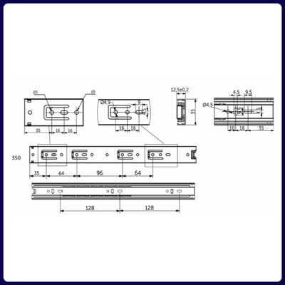 Направляющая шариковая h35 L-350 GRIDLI A 106044 (аналог 46014)