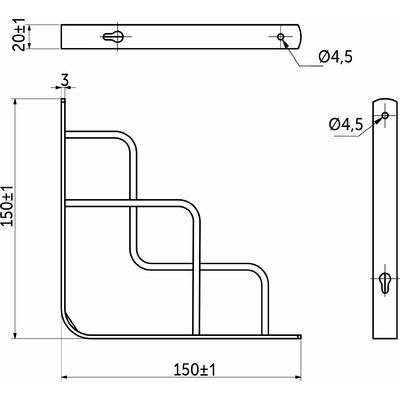 Полкодержатель QUADRO 150*150*20*3, черный AKS  68559
