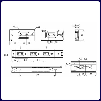 Направляющая шариковая h35 L-250 GRIDLI A 106036
