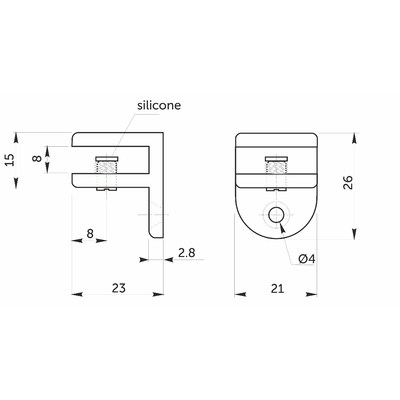 Полкодержатель для стеклянной полки WZH-006/MP4004 Хром AKS 39653