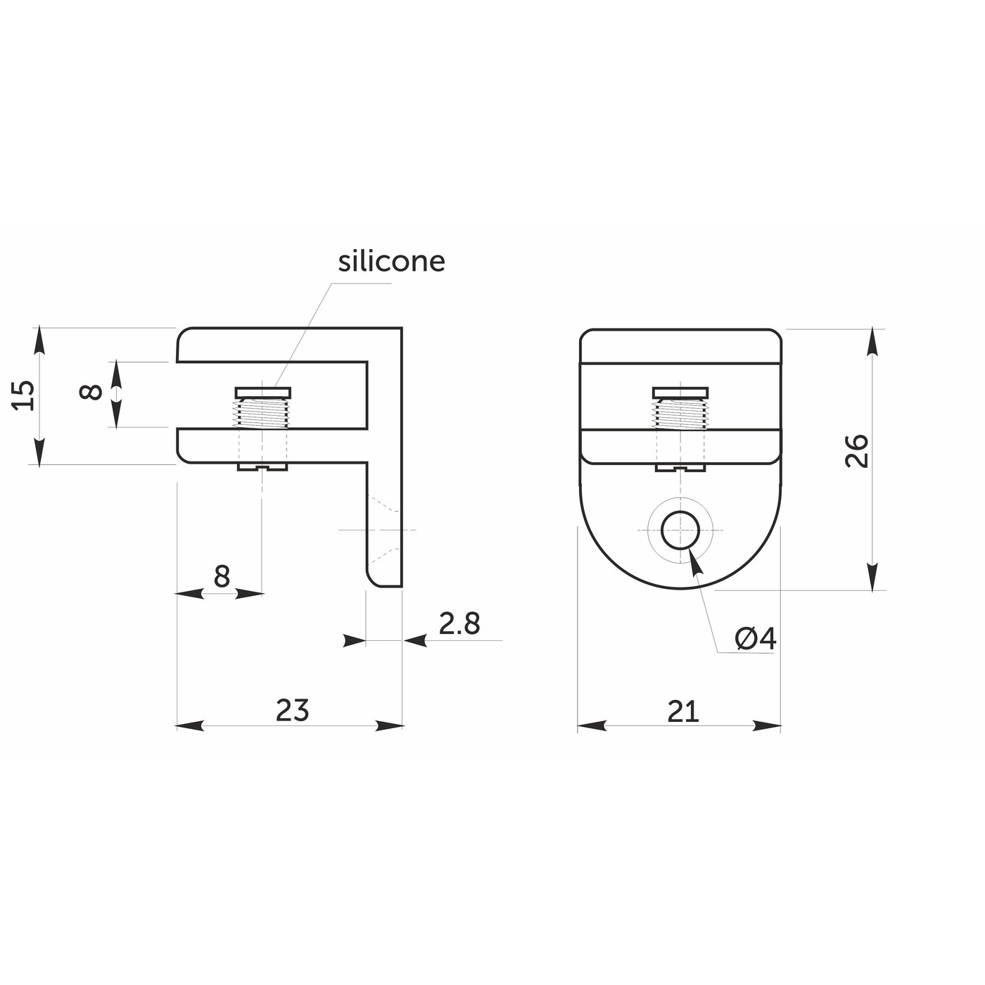 Полкодержатель для стеклянной полки WZH-006/MP4004 Хром AKS 39653