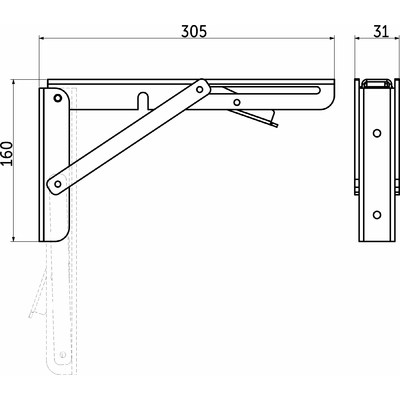 Полкодержатель складной 300 (Модель 1) белый AKS 69065