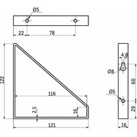 Полкодержатель DALI 122*121*16*2,5 черный AKS 90145