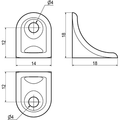 Уголок полкодержатель 18х18х14 никель (уп/500шт) AKS 84721