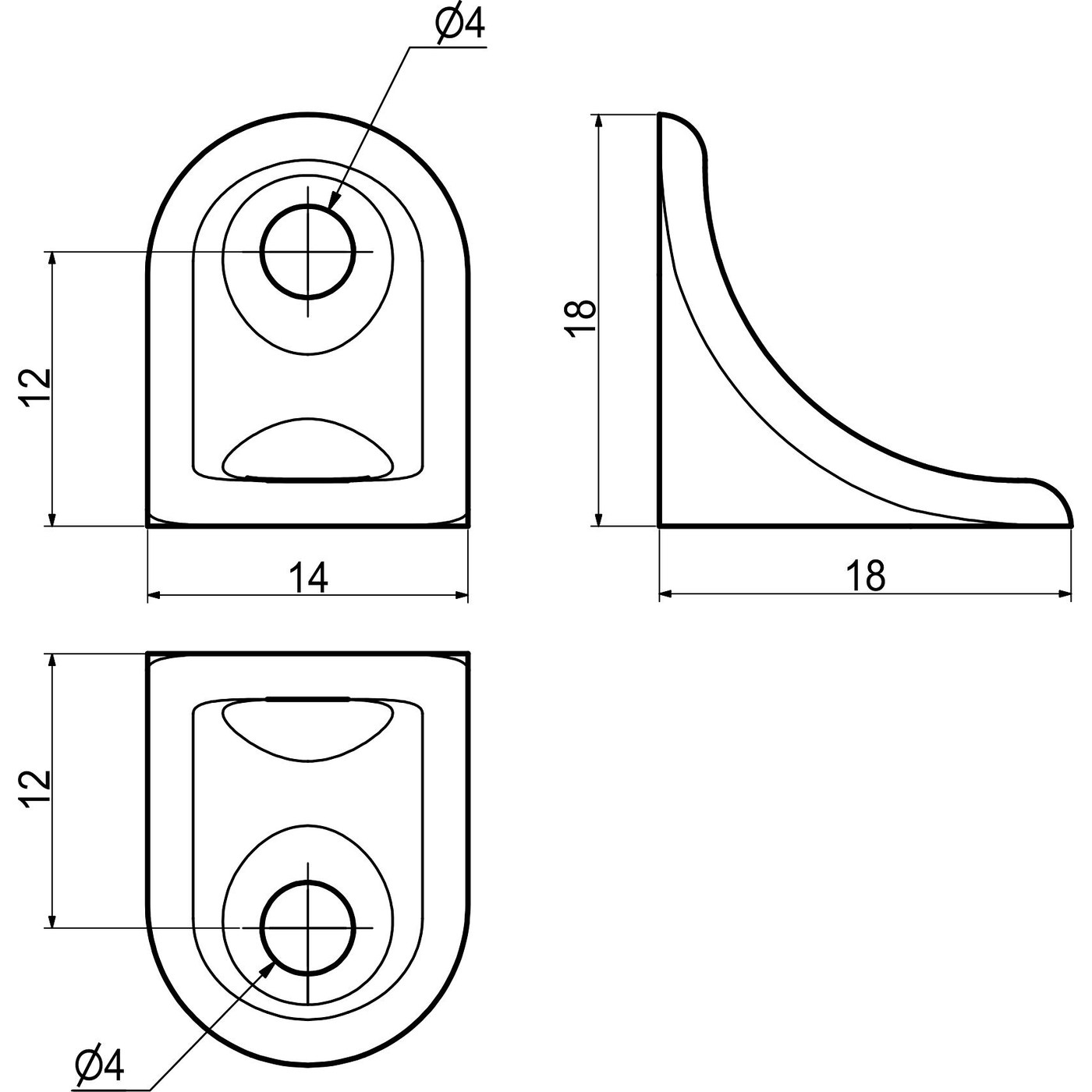 Уголок полкодержатель 18х18х14 никель (уп/500шт) AKS 84721