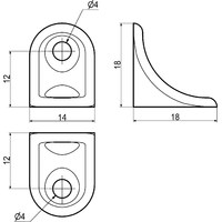 Уголок полкодержатель 18х18х14 никель (уп/500шт) AKS 84721