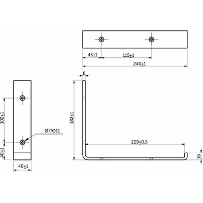 Полкодержатель VANGOG 182*228*40*6, черный матовый AKS 90149