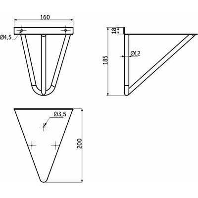 Полкодержатель FLASH 160*186, черный матовый AKS 95281