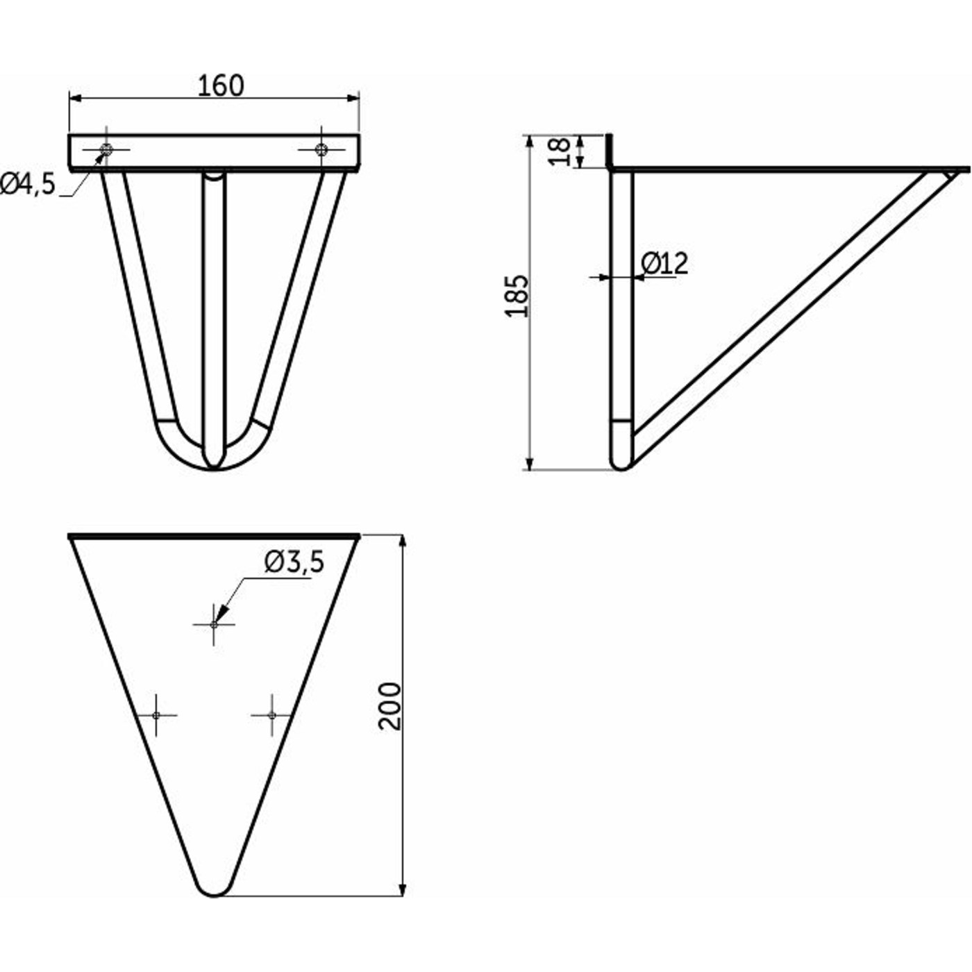 Полкодержатель FLASH 160*186, черный матовый AKS 95281