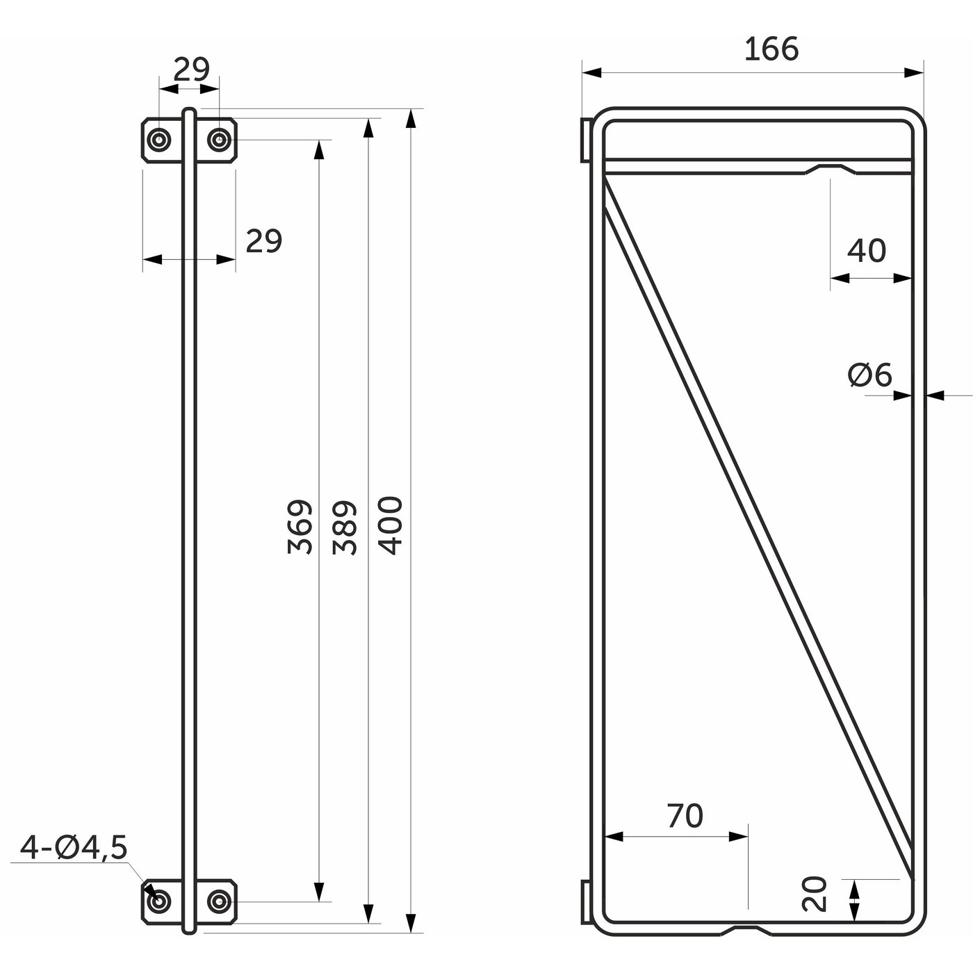 Полкодержатель KOMBO 166*400 черный AKS 71063