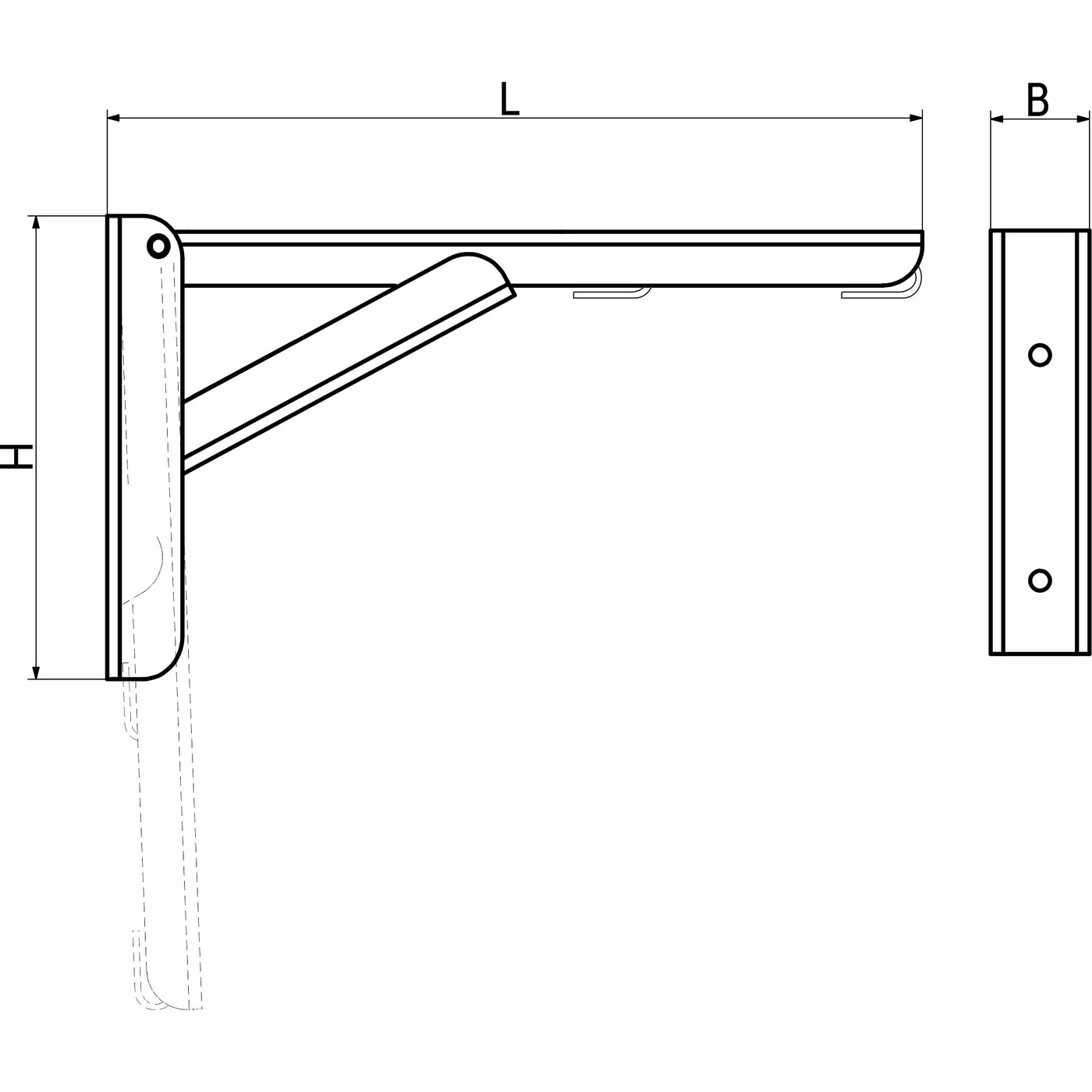 Полкодержатель складной 200*135*30 модель 2, черный AKS 73515