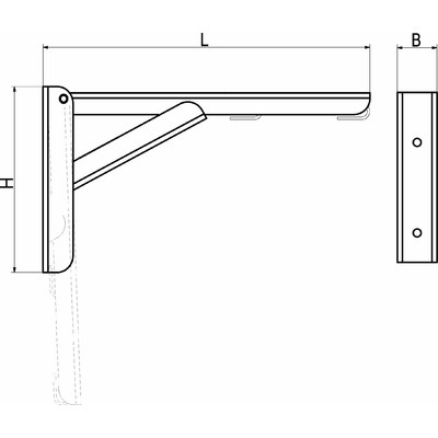Полкодержатель складной 350*135*30 модель 2, черный AKS 73517