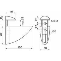 Полкодержатель PELIKAN большой хром AKS 102210