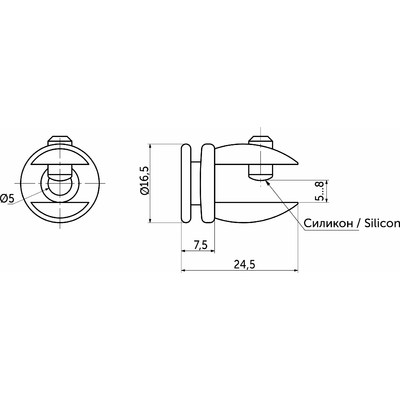 Полкодержатель для стекла мет. АК133 (6-8мм) черный матовый AKS 103819