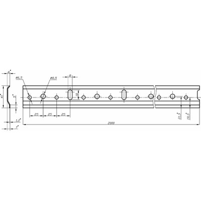 Профиль для навески,шина 2м (1,5 мм) AKS  80947