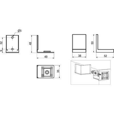 Навес регулируемый 3-составной белый (уп/20компл) AKS 73641