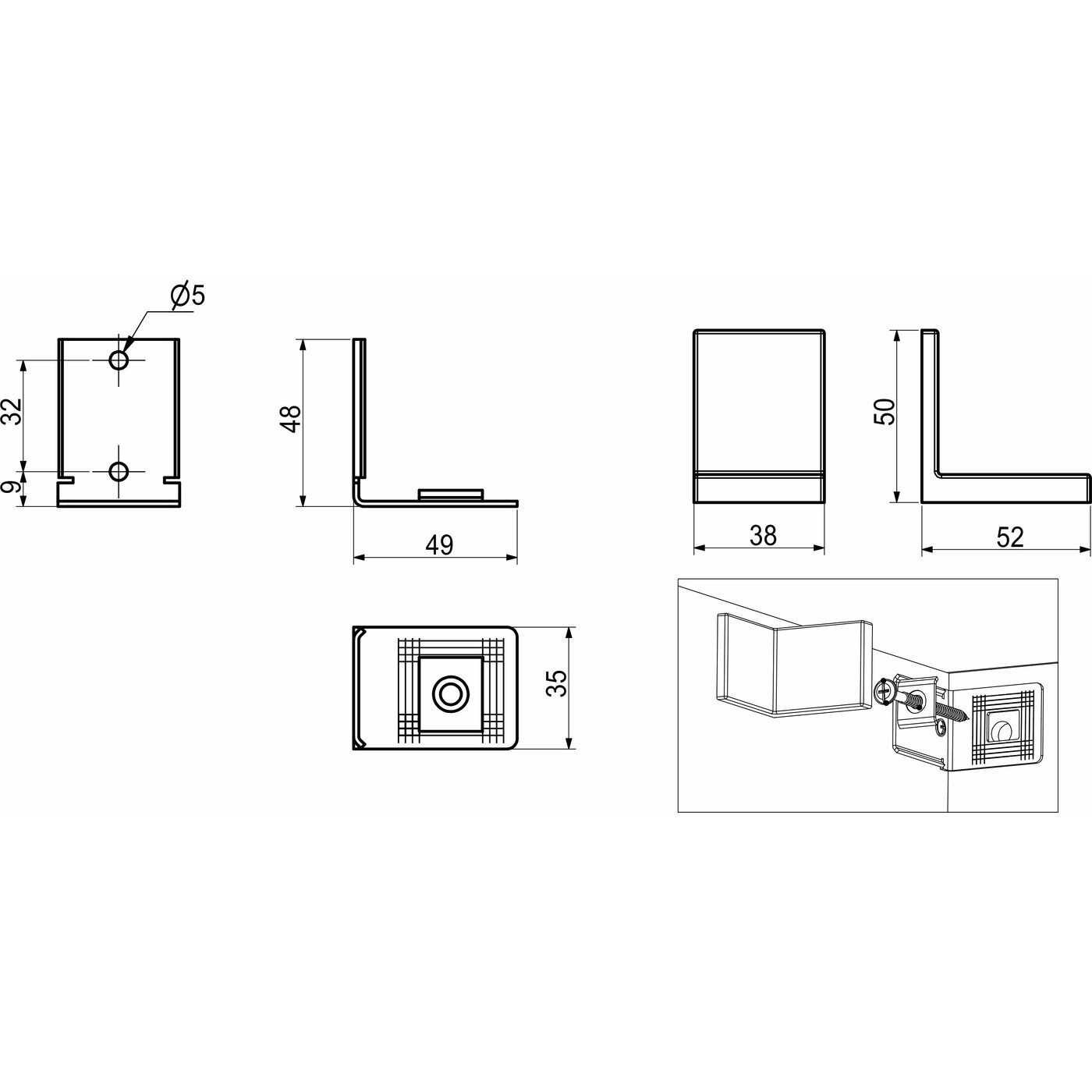 Навес регулируемый 3-составной белый (уп/20компл) AKS 73641