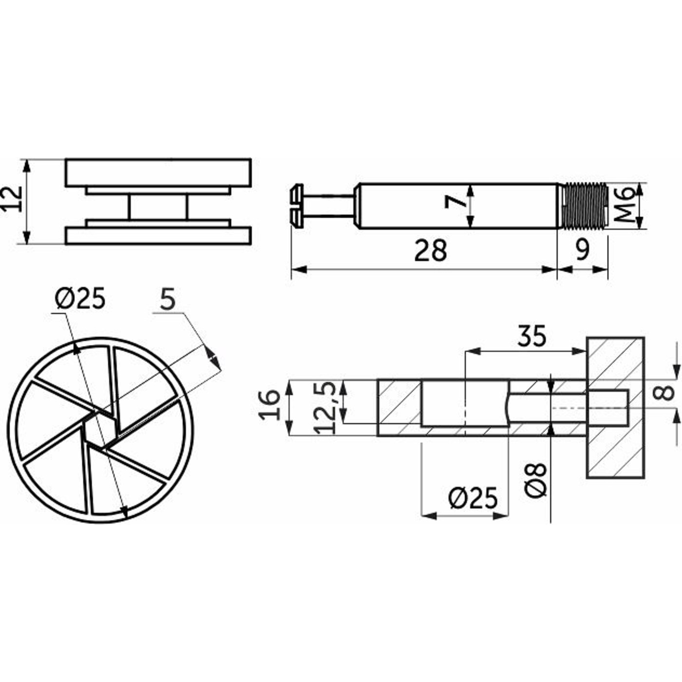 Эксцентриковая стяжка усиленная 25мм + шток 28мм, AKS, белая пласт.заглушка в комплекте  58299