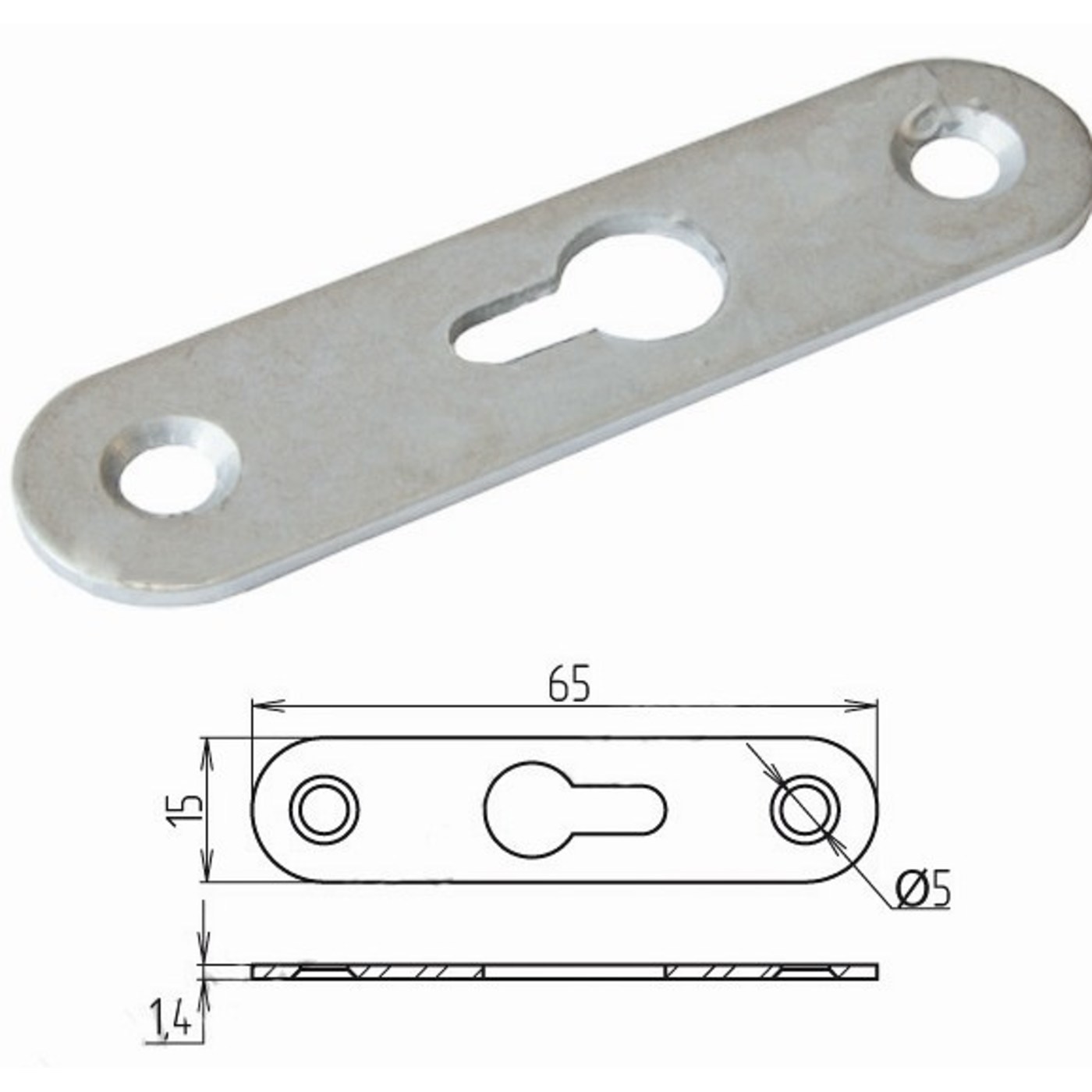 Подвеска мебельная зацепная 65*15*54*1,8, белый цинк  AKS  42244