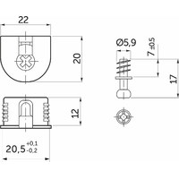 Эксцентриковая стяжка быстрого монтажа 20 мм черная+шток 6*7мм (1уп.0,2тыс.шт.) AKS 71540