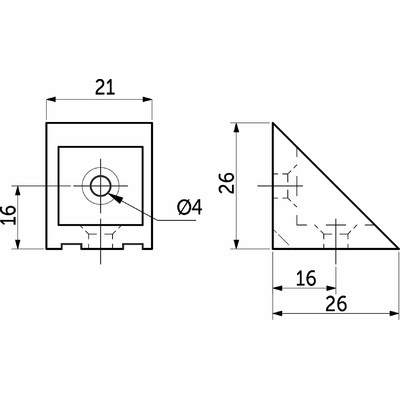 Угол монтажный одинарный с крышкой 13 (орех-темный) (1уп100шт) AKS 13235