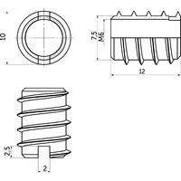 Муфта вкручиваемая М6*10*12 (упак. 5000 шт) AKS 62317