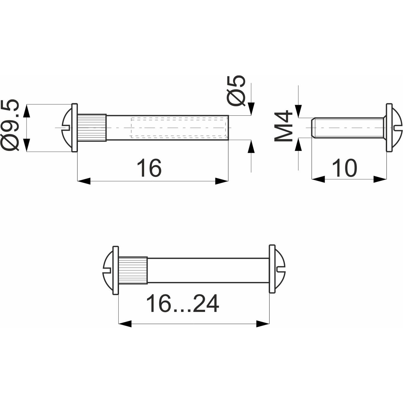 Стяжка межсекционная d5 M4*16 AKS 79919
