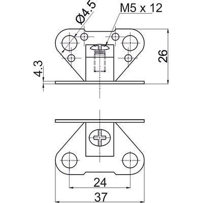 Уголок крепежный пласт. "Бабочка" (мама+папа+ винт) AKS 56557