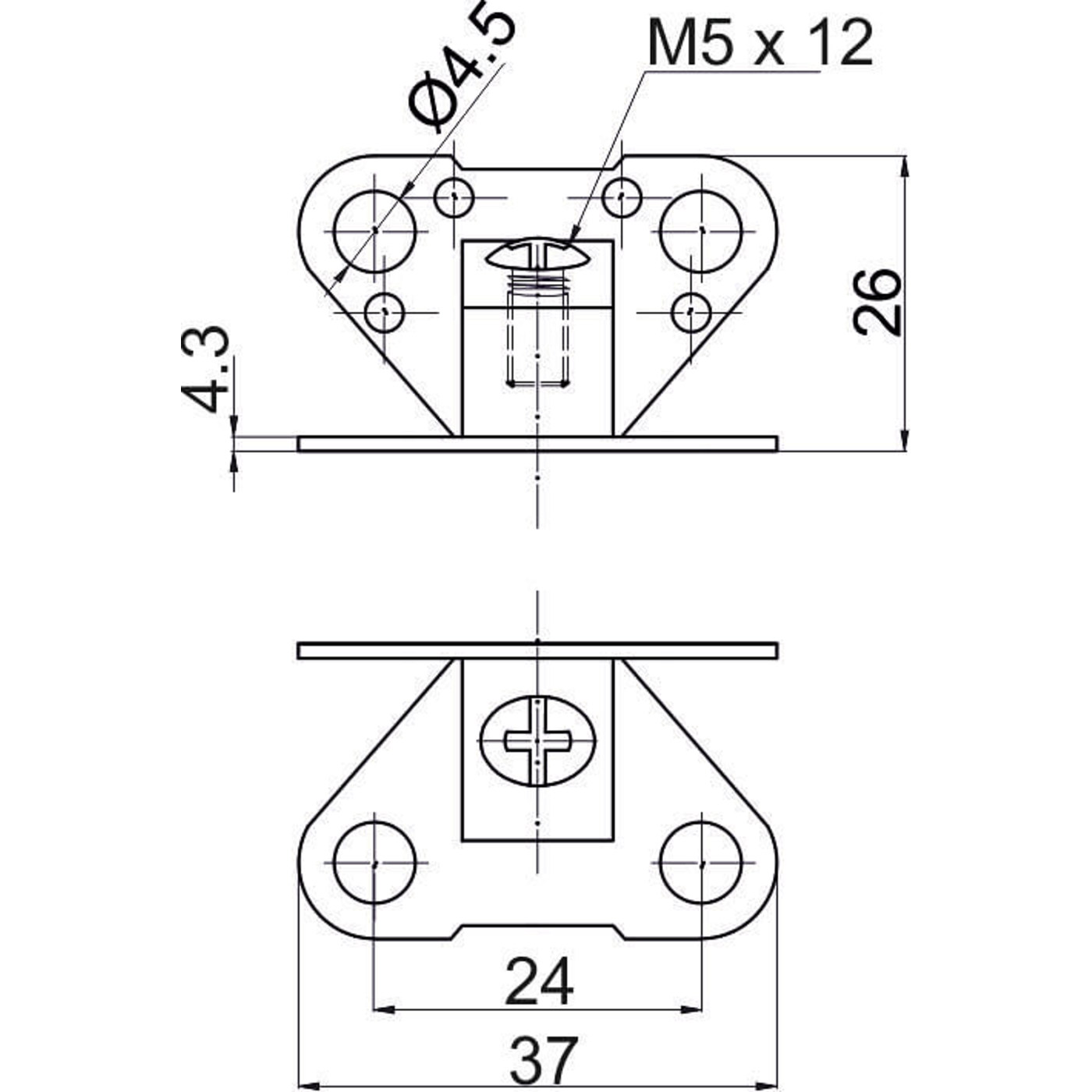 Уголок крепежный пласт. "Бабочка" (мама+папа+ винт) AKS 56557