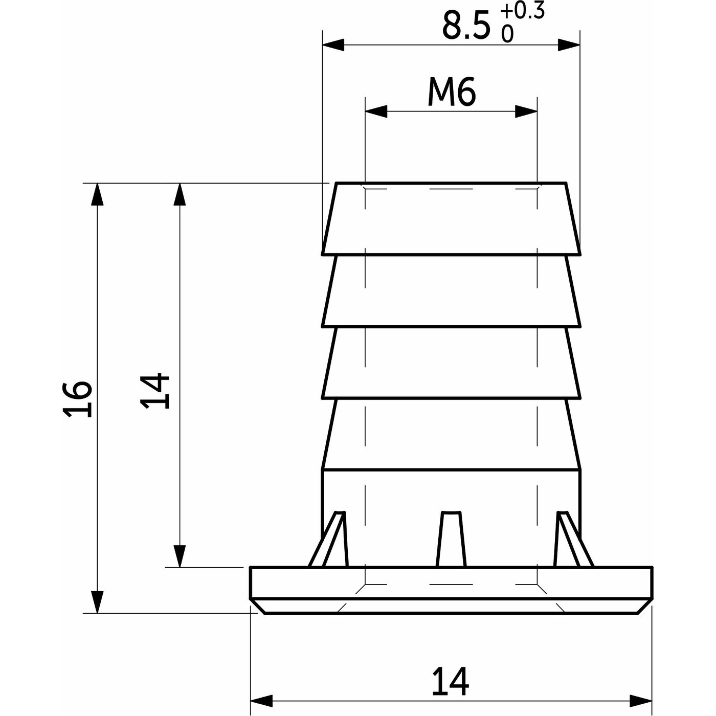 Муфта регулятора М6 вбиваемая (1уп100шт) AKS 93730