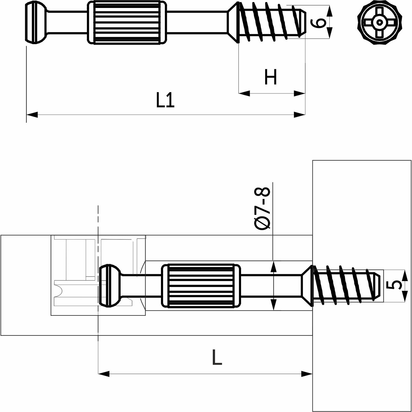 Шток эксцентрика 7*34(45)мм с пластиковой красной муфтой (1уп1тыс.шт), AKS 58297